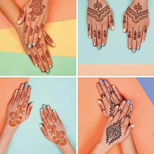 A Henna Tetoválás Sablon Készlet,16 Lap Henna Tetoválás Matrica a Kéz ,Láb, majd A Test Más Részein. Csillogó Airbrush DIY