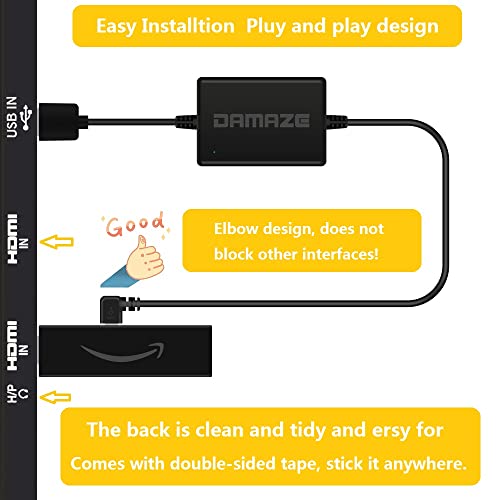 DAMAZE USB Adapter Kábel Tűz TV Stick 4K,Csere Tápkábel-Hatásköröket A Tűz TV Stick vagy Streaming Botok Közvetlenül A TV