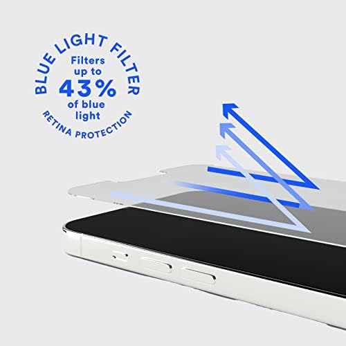 BodyGuardz 3 Tiszta Kék Fény képernyővédő fólia iPhone 14, Maximális Erőt, Edzett Üveg Retina Védelem, Könnyű Telepítés,