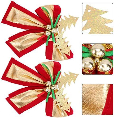 KESYOO 2db Karácsonyi Bowknot Dekoratív Íjak Garland Tartozék Medálok (Arany, Vörös) Karácsonyi Díszek