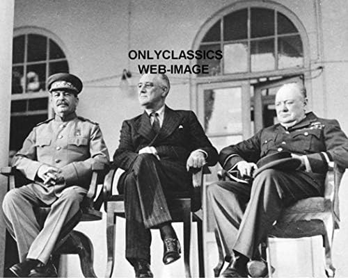 OnlyClassics második VILÁGHÁBORÚ Franklin Roosevelt-Churchill-Sztálin 8X10 Fotó második világháború
