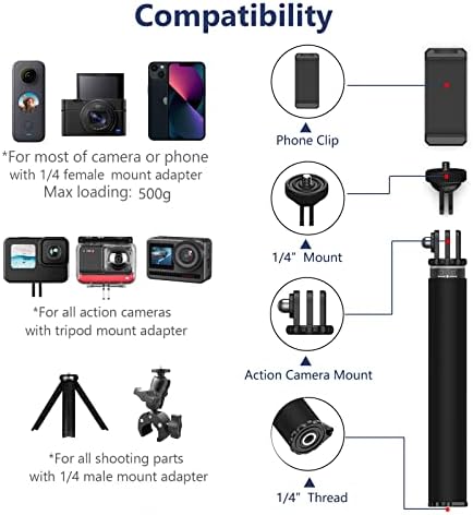UNIXYZ Mini Zsebében Önarckép Stick Vízálló a Telefon Klip GoPro, Kihúzható 6.5, hogy 18.5 Víz alatti Egylábú Vlogging Kezelő