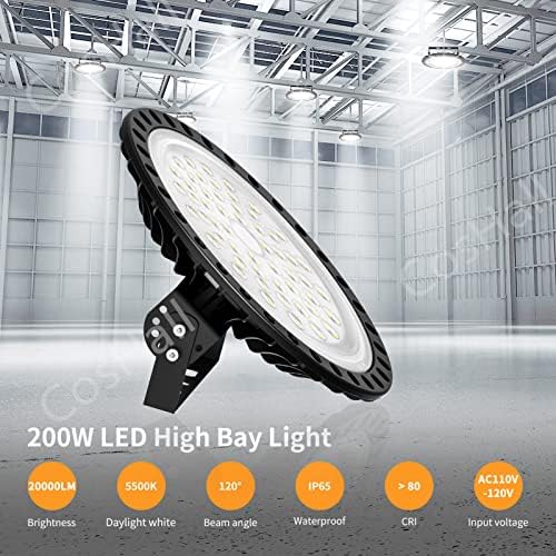 Nagy LED Fény Bay, 200W 20000LM UFO LED Nagy Öböl Fény, 6500 K Szuper Fényes LED Bolt Fények, IP54 Raktár Fény, Terület világítótestet