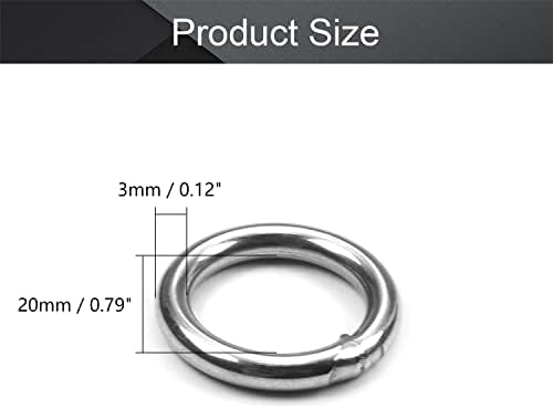 MroMax 15Pcs 201 Rozsdamentes Acél O-Gyűrű 0.79 OD x 0.12 Vastag Pántok Varrat nélküli Hegesztett Kör Gyűrűk 20mm x 3mm Lógó