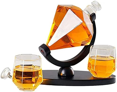 RAKUTE whisky decantador Gyémánt Whiskys Üveget 4 Szemüveget, Fa Alap,Whisky Palack Whisky Ajándék Szett,Whisky, Rum, Whisky,