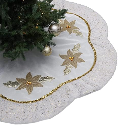 Valerij Madelyn Fehér Arany Karácsonyi Dekoráció Csomag (2 Elem) 48 hüvelyk karácsonyfa Szoknya + 21 Hüvelyk Karácsonyi Harisnya