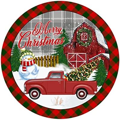50 Darab Boldog Karácsonyt Zöld, Piros Kockás Piros Teherautó Matricák 1,5 Hüvelykes Téli Havas Jelenet Ajándék Matricákat