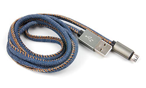 DURAGADGET 1M Denim Stílus Farmer Micro USB-Szinkron Kábel - Kompatibilis A Sony Playstation Vezeték nélküli Sztereó Headset,