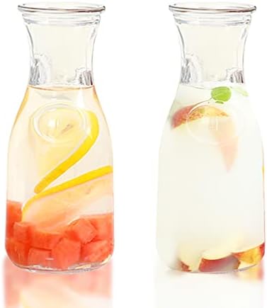 2 Db Üveg Kancsó szemhéjakkal, 1 Literes Gyümölcslé tartály Fedél Hűtőszekrény Tiszta Mimóza Bár Ital Kancsó Víz, Gyümölcslé,