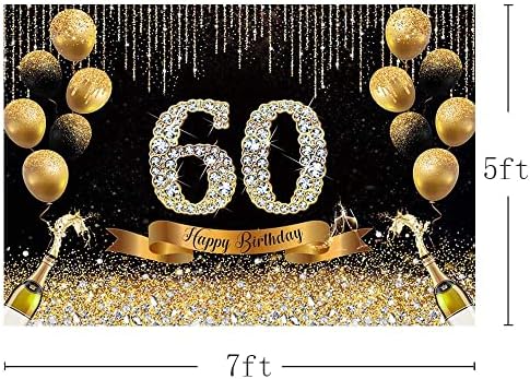 AIBIIN 7x5ft Fekete-Arany 60-ik Születésnapját Hátteret Egészségedre 60 Évfordulója Fotózás Háttér Nők Arany Csepegő Csillogó