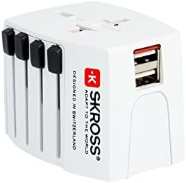 Skross MUV USB World Travel Adapter 2-pólusú Adapter vagy USB-s Töltő 2.4., POS Doboz 1.302157-2, Fehér
