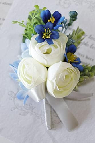 MAFELOE 2db Mesterséges Csukló Csokor Virág Szett, Vőlegény, Vőlegény a Menyasszonyi Koszorúslány Esküvői Virágok Tartozékok