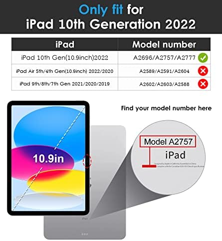 DTTO iPad 10 Generáció Esetben 10.9 Hüvelyk 2022, Vékony Tri-fold-Állvány, Puha TPU Vissza tolltartó iPad 10 Esetben - Támogatja