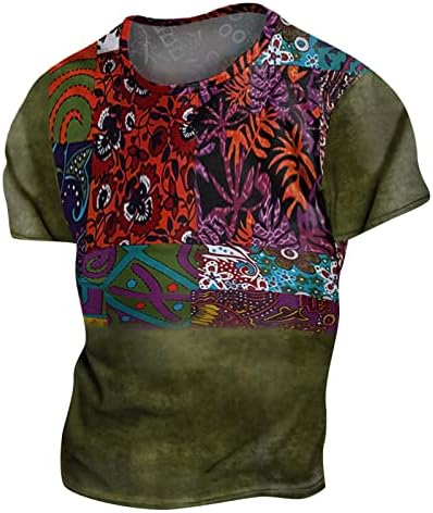 ZHDD Katona Rövid Ujjú T-shirt Mens, Nyár Utca 3D Azték Bohém Graphic Tee Max Retro Izom Alkalmi Tshirt Street Style 3D Minta