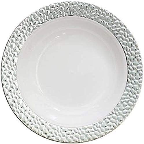 Decorline Fehér, Ezüst levesestálak - 12 oz. | Kalapált Gyűjtemény | Csomag 10