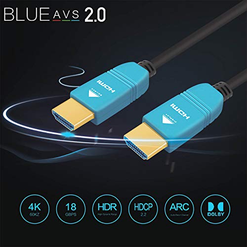 BlueAVS 15 Méter HDMI, Optikai Kábeles 4K-60Hz HDMI 2.0 b nagysebességű 18Gbps Dinamikus HDR10 HDCP2.2/2.3 eARC Fekete