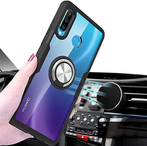 Telefon tok Huawei P30 Lite Edzett Üveg kijelző Védő fólia Átlátszó Fedelét, valamint a Mágneses Állvány Gyűrű Jogosultja