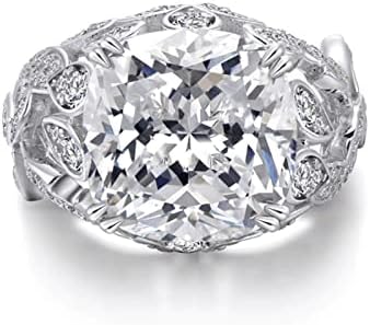 Eljegyzési Gyűrű Női Elegáns Ezüst Gyűrűk Retro Ígéret Gyűrű Klasszikus Vaskos Cirkónia kő Gyémánt Gyűrű (Rose Gold, E)
