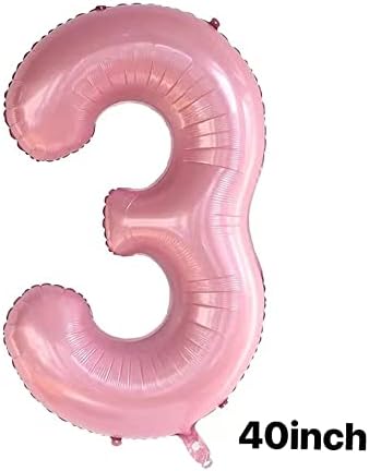 40Inch Rózsaszín Korona Száma 3 Lufi Készlet, 3. Születésnapi Lufi, Lányok, Gyermek, 3. Születésnapi Party Dekoráció. (3)