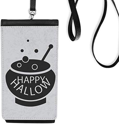 Egy csésze Fekete Halloween Phone Wallet Pénztárca Lóg Mobil Tok Fekete Zseb