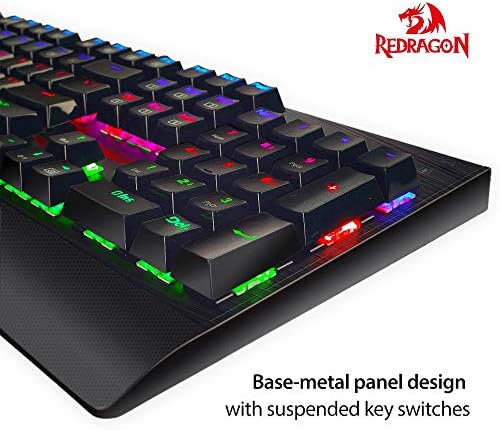 Redragon K557 RGB Háttérvilágítású Mechanikus Gaming-Billentyűzet Kék Kapcsolók, Alumínium Alap, Anti-szellemkép 104 Kulcsok