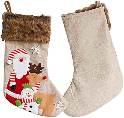 Nunubee Plüss Karácsonyi Zokni Elk Candy Táska Hímzett Ajándék Zokni karácsonyfa Ajándék Medál Hóember 42*26*20 cm-15.