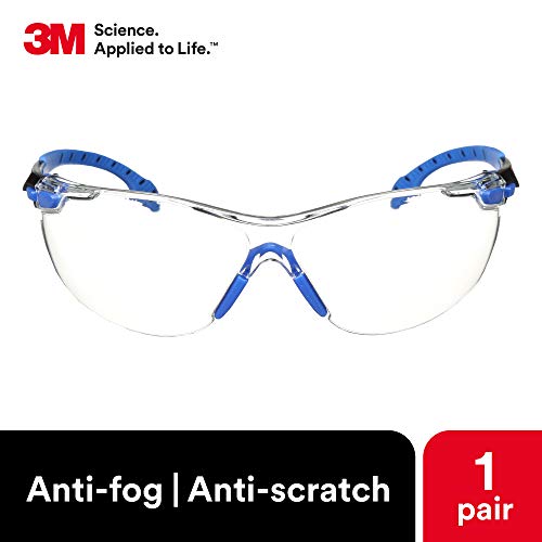 3M Biztonsági Szemüveg Solus 1000 Sorozat ANSI Z87 Scotchgard Anti-Köd Tiszta Lencse Alacsony Profil Kék/Fekete Keret & Vezetékes