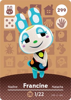 Francine - Nintendo Animal Crossing Boldog Otthon Tervező Amiibo Kártya - 299