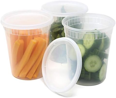 ESKAY TERMÉKEK Műanyag Élelmiszer-Tároló Tartályok a Légmentesen záródó Fedő 32 oz. - BPA Mentes, Étterem Deli Csésze, Foodsavers,