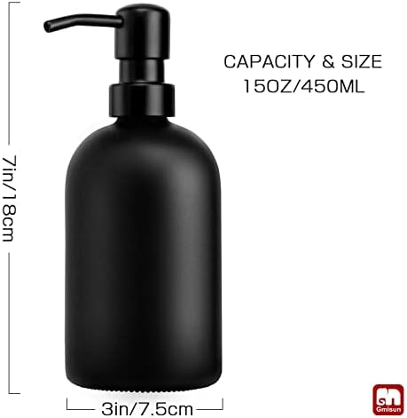 GMISUN Fekete Szappan Adagoló, 2 Csomag Kezét, mosogatószer Adagoló Készlet Konyha/Fürdőszoba, 15oz Üveg szappanadagoló a