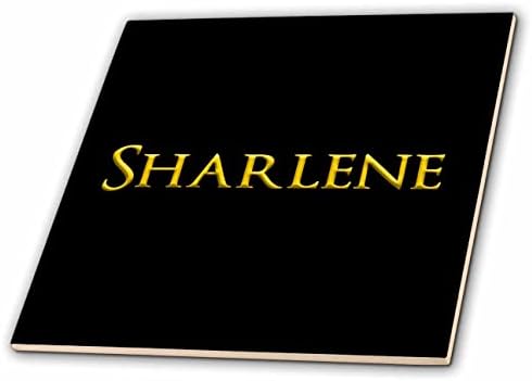 3dRose Sharlene elegáns kislány neve Amerikában. Sárga, fekete talizmán - Csempe (ct-364499-7)