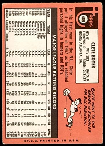 1969 Topps 489 Lehet Boyer Atlanta Braves (Baseball Kártya) JÓ Bátrabbak