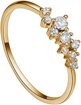 2023 Új Galvanizáló Arany Gyémánt Gyűrű Kilenc Gyémánt a Nők Farok Gyűrű, Ékszerek Gyanta Virág Gyűrű a Nők (Arany, 7)