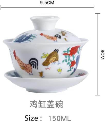 Emoyi Kínai Porcelán Teáscsésze 5oz Kakas Minta Hagyomány Sancai Csésze Csészealj kung fu-ja Teás Készlet
