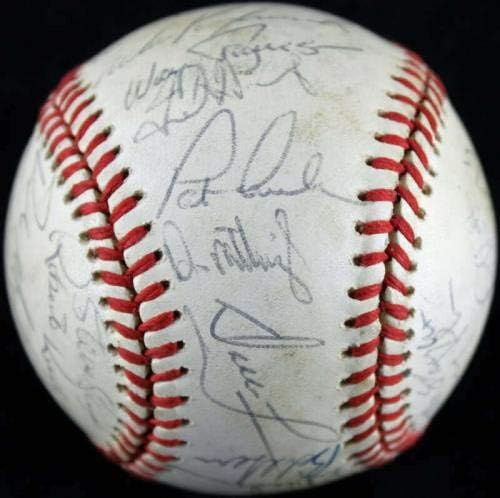 1989 Yankees Csapat (29) Aláírt OML Baseball Henderson Mattingly +27 SZÖVETSÉG X26506 - Dedikált Baseball