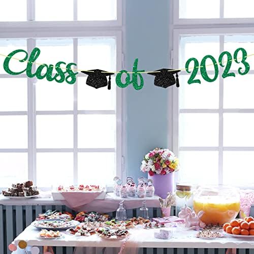 Osztály 2023 Banner, Kész VAGYOK 2023 Congrats Grad Party Dekoráció Tábla, Zöld Glitter