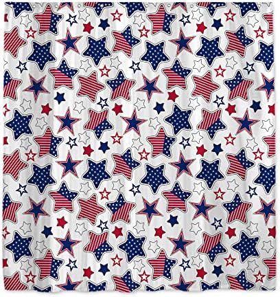Onecmore július 4. Csillagok, zuhanyfüggöny Amerikai Hazafias Függetlenség Napja Piros Kék Csillagok, Nyaralás Itthon Fürdőszoba