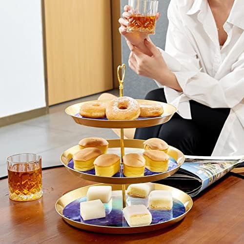 Torta Állvány Szett 3 Tier Cupcake Áll Újrafelhasználható Süteményes Tál Esküvő, Születésnap Tea Party Dekoráció, Kék Tengerfenék