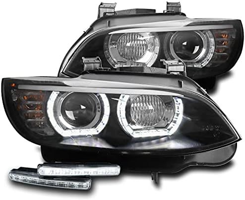 ZMAUTOPARTS 3D-s Halo Fekete Projektor Fényszóró Fényszóró w/6 Fehér LED DRL A 2007-2010 BMW 3-as Sorozat E92 E93 Coupe