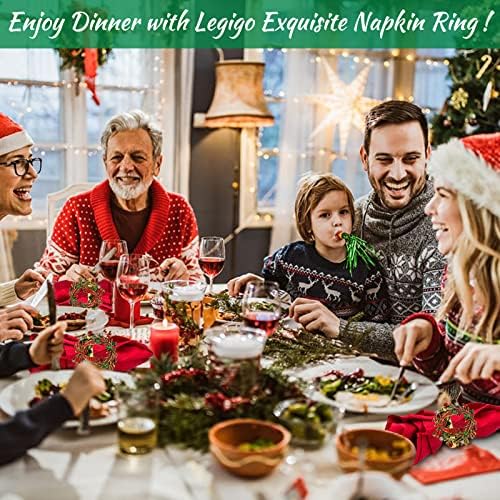 Legigo Készlet 6 Koszorú Szalvéta Gyűrű a Karácsony Ebédlő Asztal Beállítása-Esküvői Fogadások, Karácsony, Hálaadás Haza,
