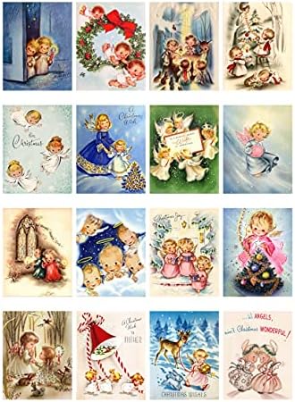 Decoupage Papír Csomag (21 Lap 6x8) Kis Angyalok FLONZ Vintage Stílusú Karácsonyi Képek, Kártyák Decoupage, Kézműves, valamint