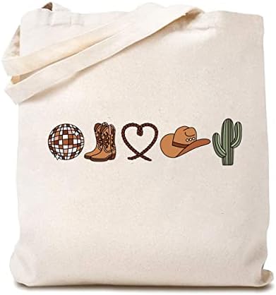 Cowgirl Vászon Táska Női Táskák Nyugat-Kaktusz Váll táska Újrafelhasználható Bevásárló Táskák Ajándék Cowgirl