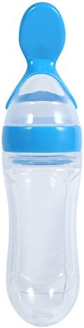 Szilikon Baba Kanál Üveg 90 ml, a Gyermekek étrend-Kiegészítő Üveg Rizs, Gabona Kanál Baba Semifluid Élelmiszerek Üveg Adagoló(kék)