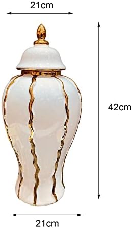 OVAST Kínai Porcelán Gyömbér Jar, Tároló Kerámia Virág Váza, Esküvői Haza Asztal Dísze Hálószoba Dekoráció, 16cmx16cmx30cm