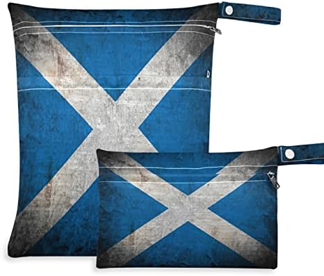 ZZXXB Grunge Skócia Zászló Vízálló Nedves Újrafelhasználható Táska ruha Pelenka Nedves-Száraz Táska Cipzáras Zseb Utazási