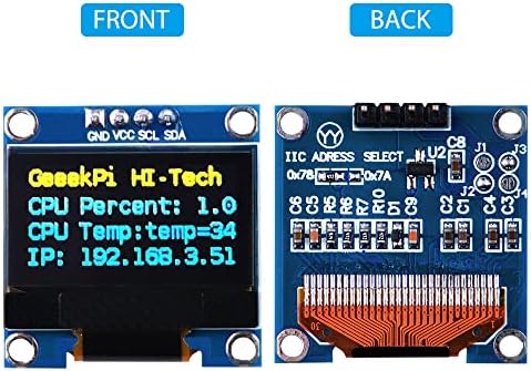 GeeekPi 2db OLED Kijelző Modul I2C IIC 128X64 Pixel 0.96 Hüvelykes Kijelző Modul-Sárga Kék Két-Színes Kijelző Kompatibilis
