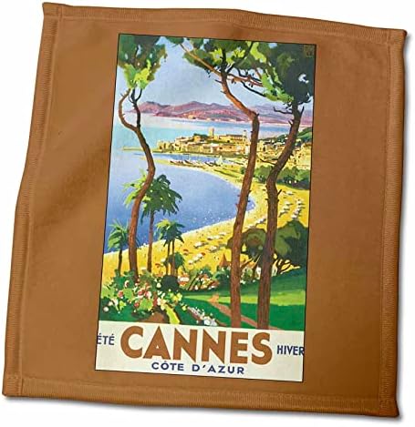 3dRose Cannes Cote D Azur Színes Beach Utazás Bőrönd Címke - Törölköző (twl-169844-3)