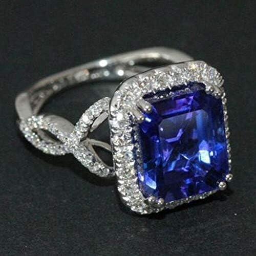 Trükk Pailin Divat Kék Zafír, A Nők Esküvői Eljegyzési Gyűrű 925 Ezüst Ékszerek Méret 6-10 (8)