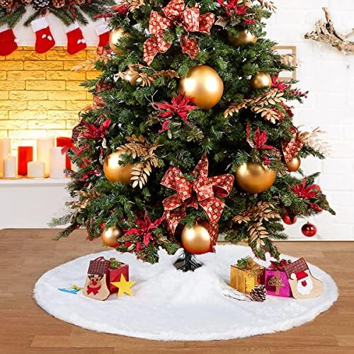 CoCoHomie karácsonyfa Szoknya, 35 Fehér Puha Plüss Luxus karácsonyfa Szőnyeg, Fa Díszek Karácsonyra, karácsonyi Parti Dekoráció