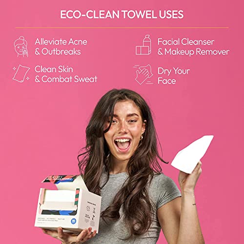 FOMIN Eco-Clean Eldobható Arcát Törölköző - Ultra-Puha Arcát Törölközőt Mosás Arcod & Smink Eltávolítása 1. Hiteles Vegán